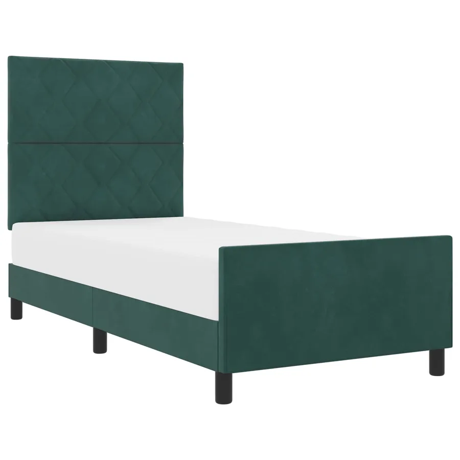 Lit à ressorts avec tête de lit Vert foncé 90 x 200 cm Velours - 2