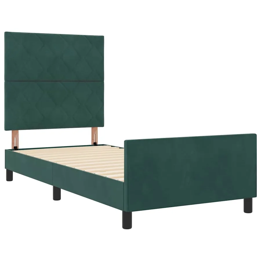 Lit à ressorts avec tête de lit Vert foncé 90 x 200 cm Velours - 5