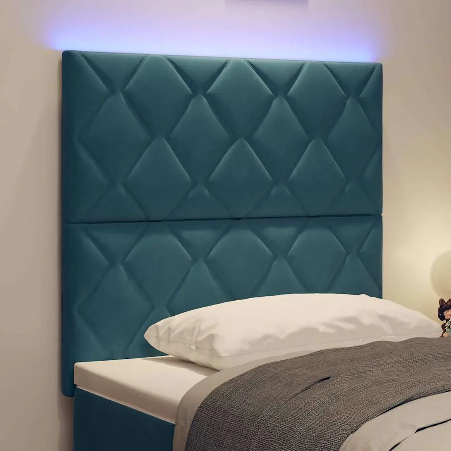 Tête de lit LED Bleu foncé 100 cm Velours - 4