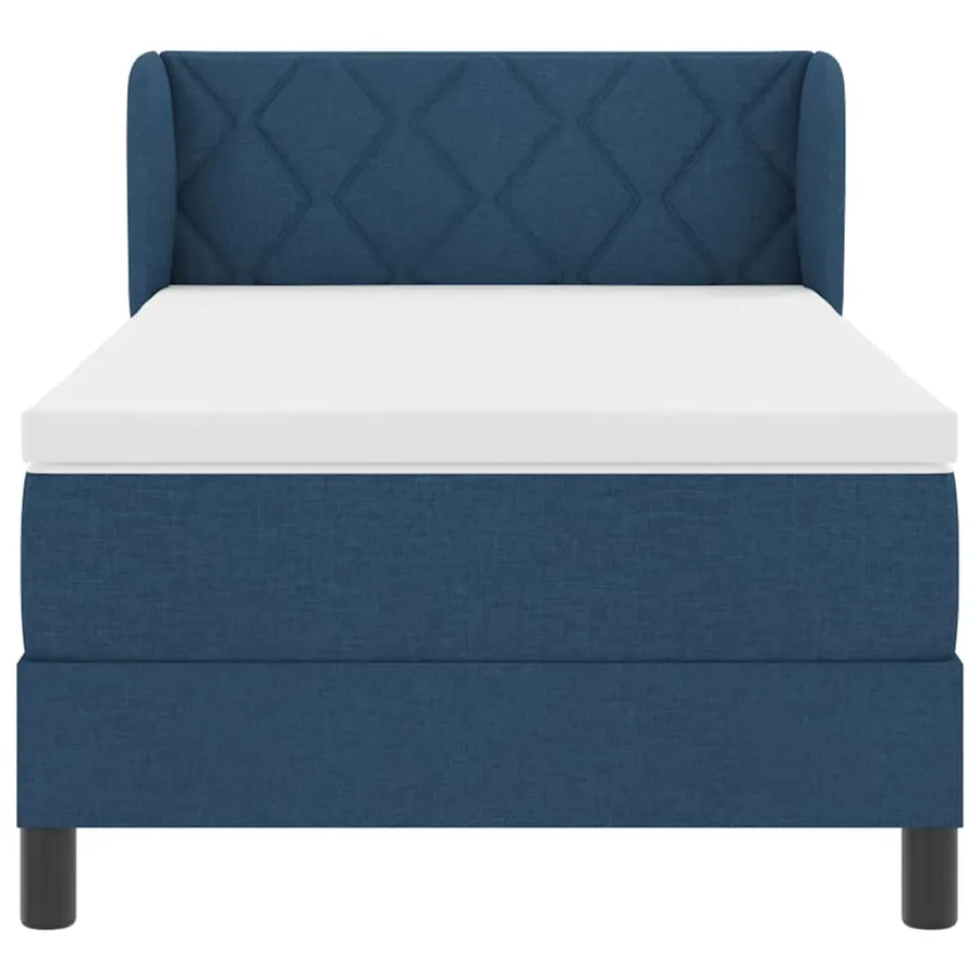 Lit à ressorts avec coussin Bleu 90 x 190 cm tissu - 7