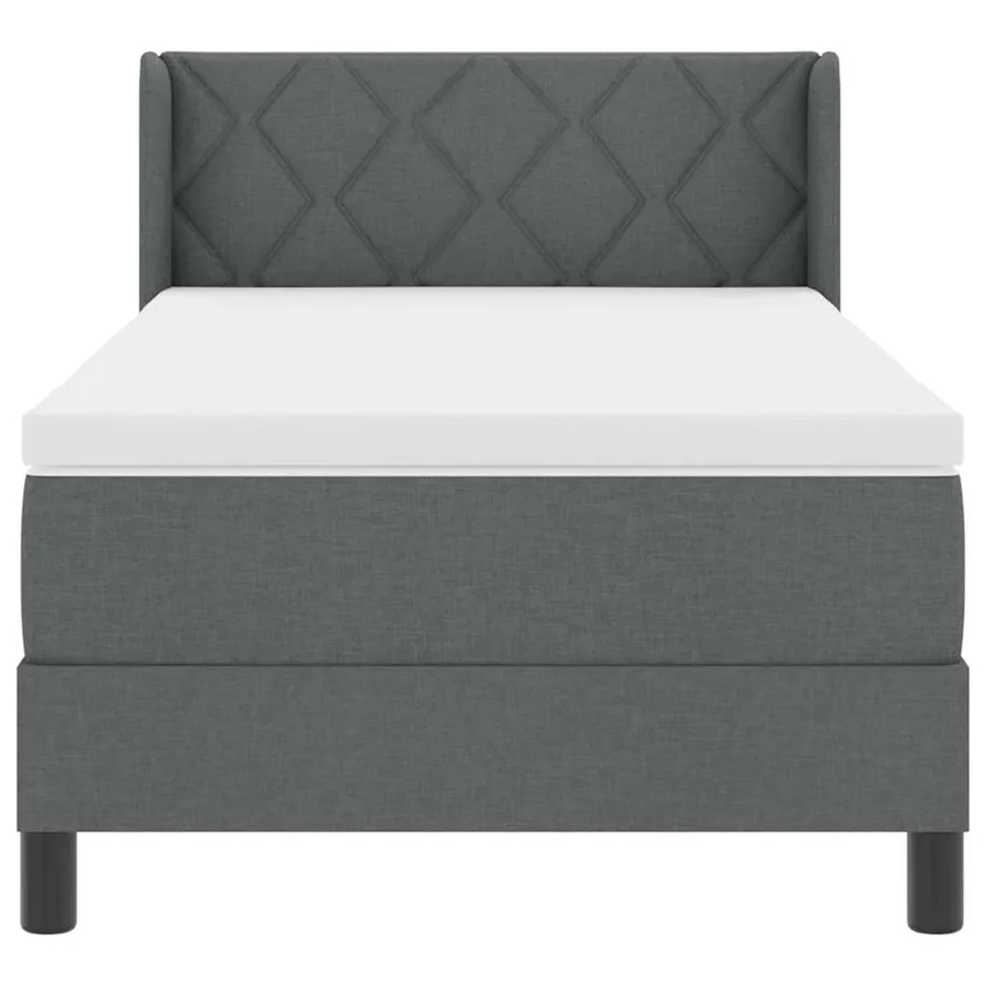 Lit à ressorts avec tête de lit Gris foncé 200 x 90 cm tissu - 7