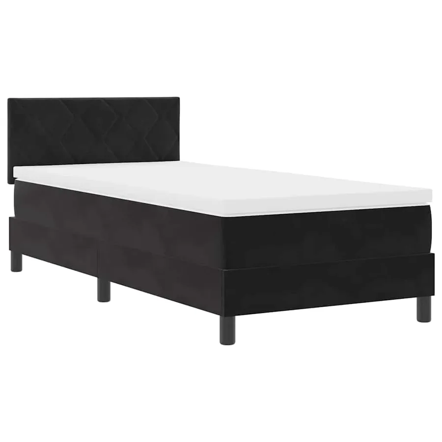 Lit à ressort LED avec matelas Noir 90 x 200 cm Velours - 2