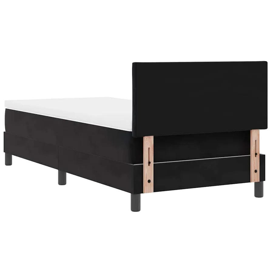 Lit à ressort LED avec matelas Noir 90 x 200 cm Velours - 8