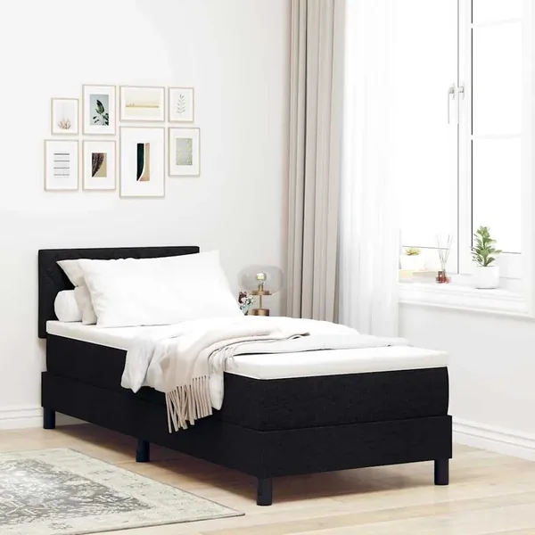 Lit à ressorts avec bandes LED Noir 80 x 200 cm tissu