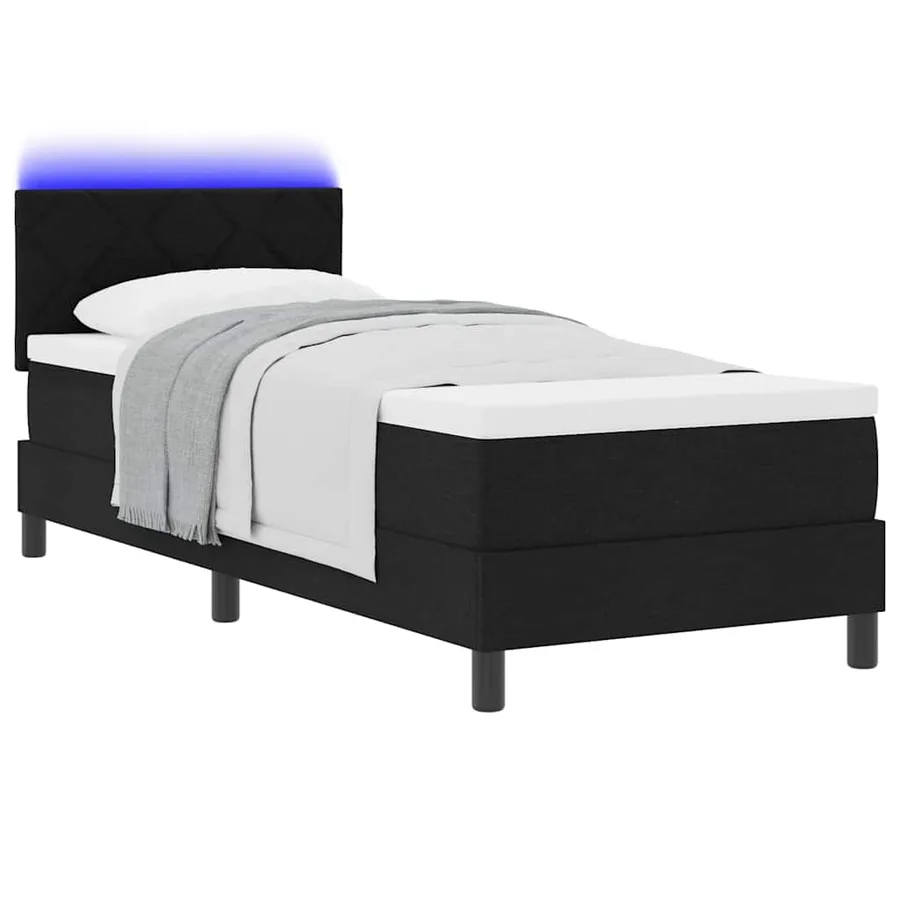 Lit à ressorts avec bandes LED Noir 80 x 200 cm tissu - 3