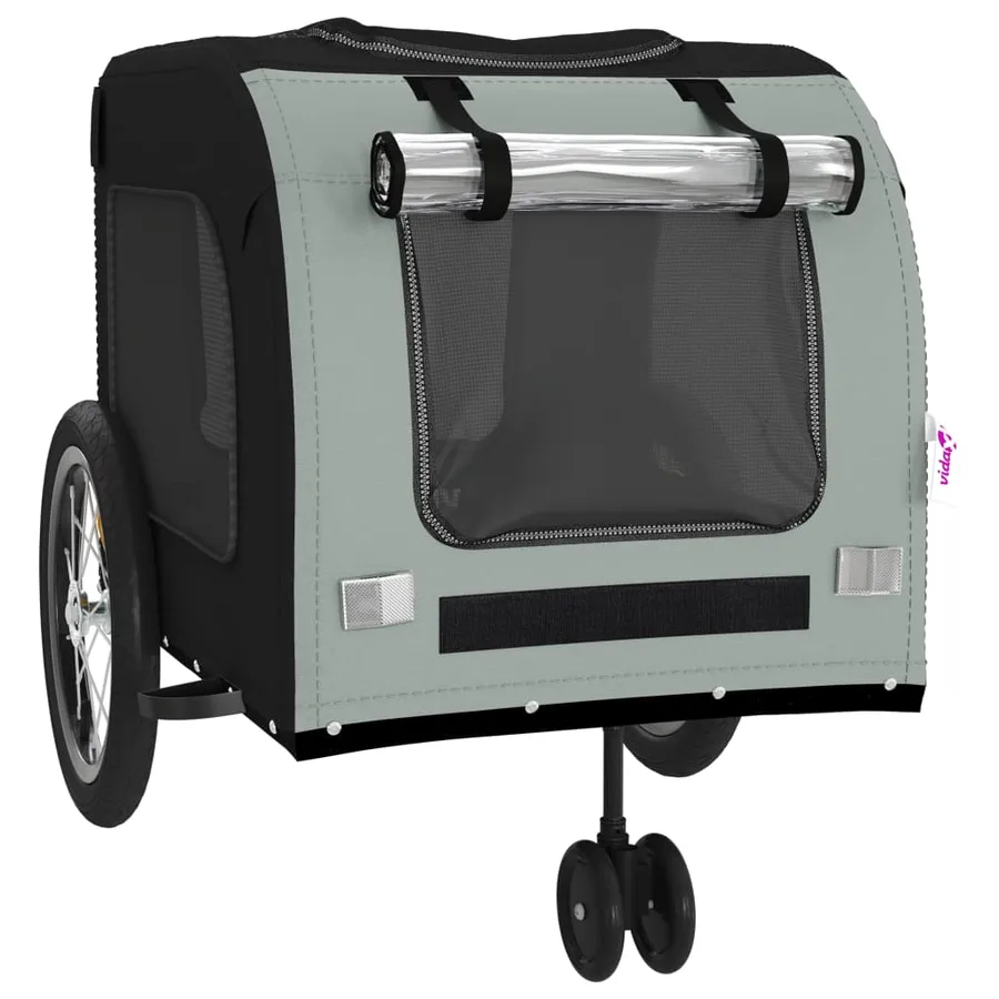 Remorque de vélo pour animaux de compagnie noir et gris - 5