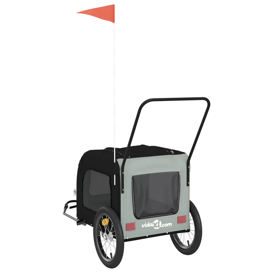 Remorque de vélo pour animaux de compagnie noir et gris - 8
