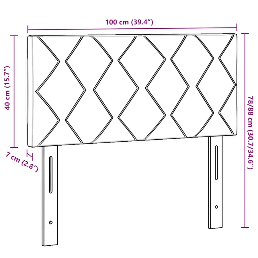 Tête de lit LED Noir 100 cm Velours - 10