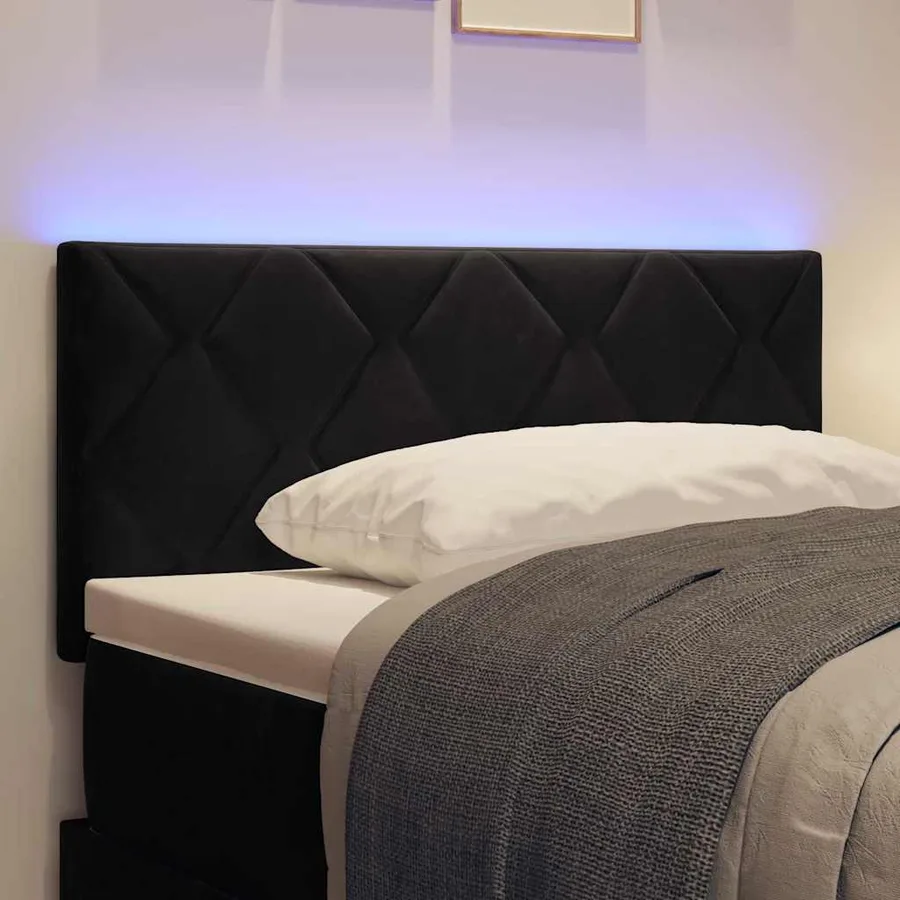 Tête de lit LED Noir 100 cm Velours - 4