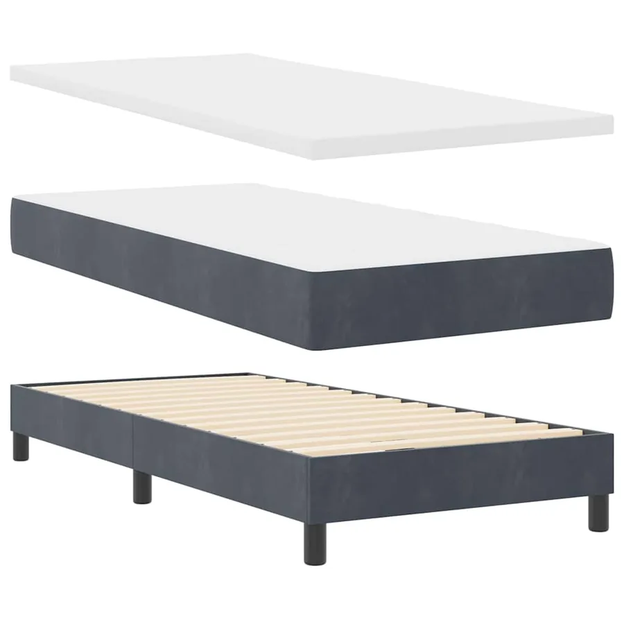 Lit à ressort LED avec matelas Gris foncé 100 x 200 cm Velours - 2
