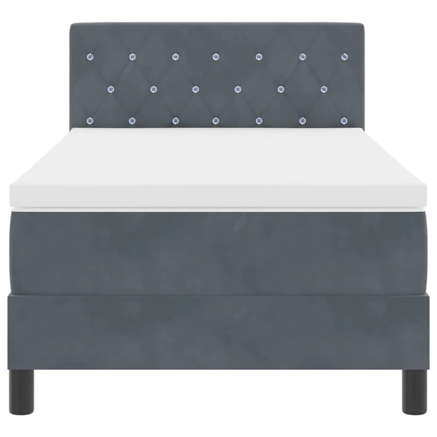 Lit à ressort LED avec matelas Gris foncé 100 x 200 cm Velours - 7