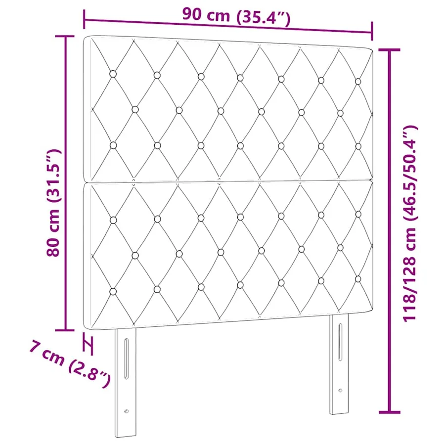 Tête de lit Bleu foncé 90 cm Velours - 9