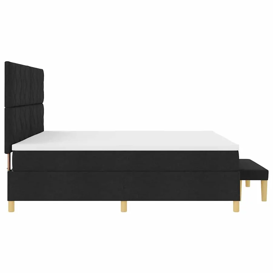 Lit à ressorts avec tête de lit Noir 200 x 200 cm tissu - 9