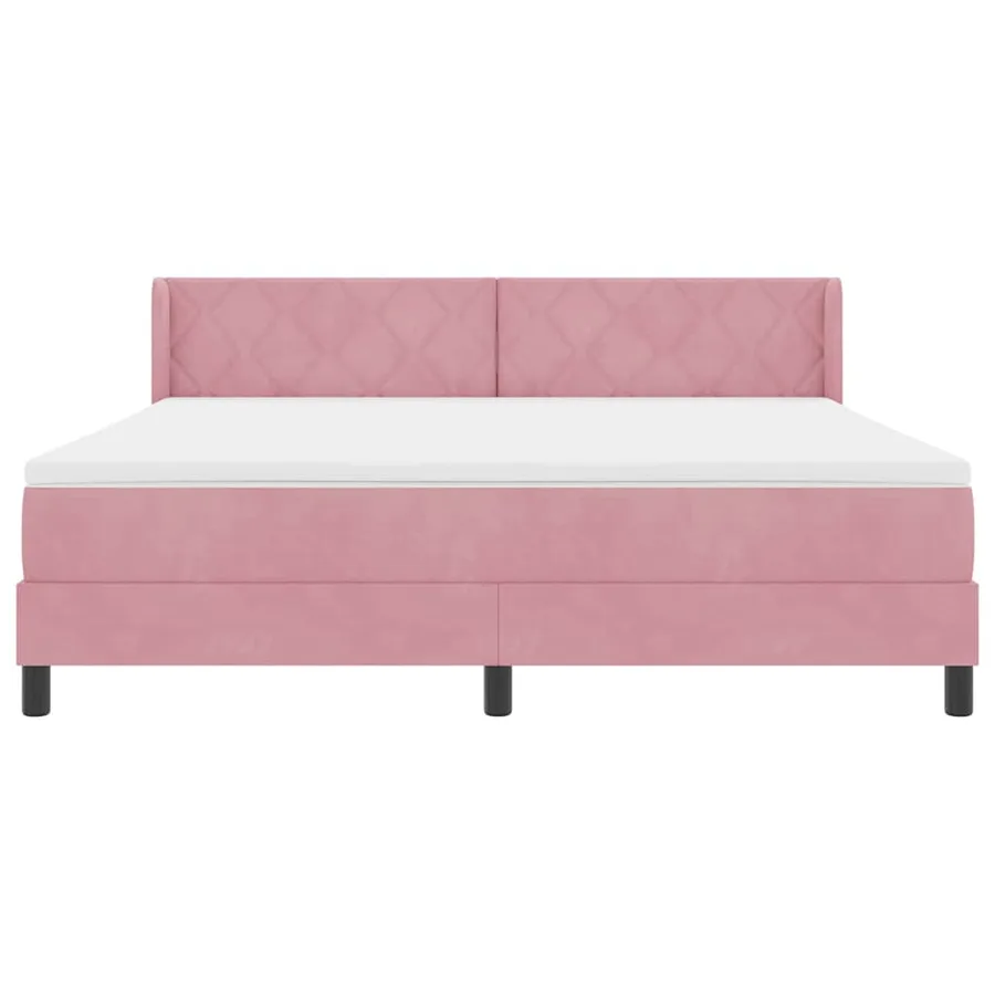 Lit à ressorts avec tête de lit Rose 200 x 180 cm Velours - 6