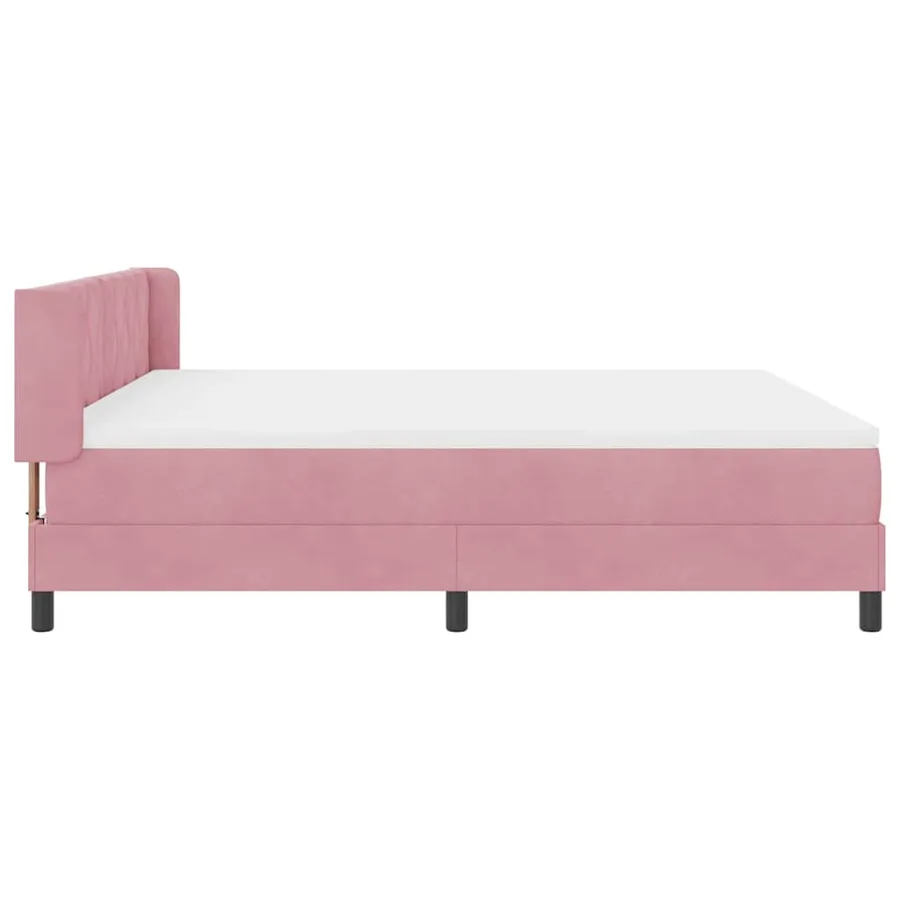 Lit à ressorts avec tête de lit Rose 200 x 180 cm Velours - 7