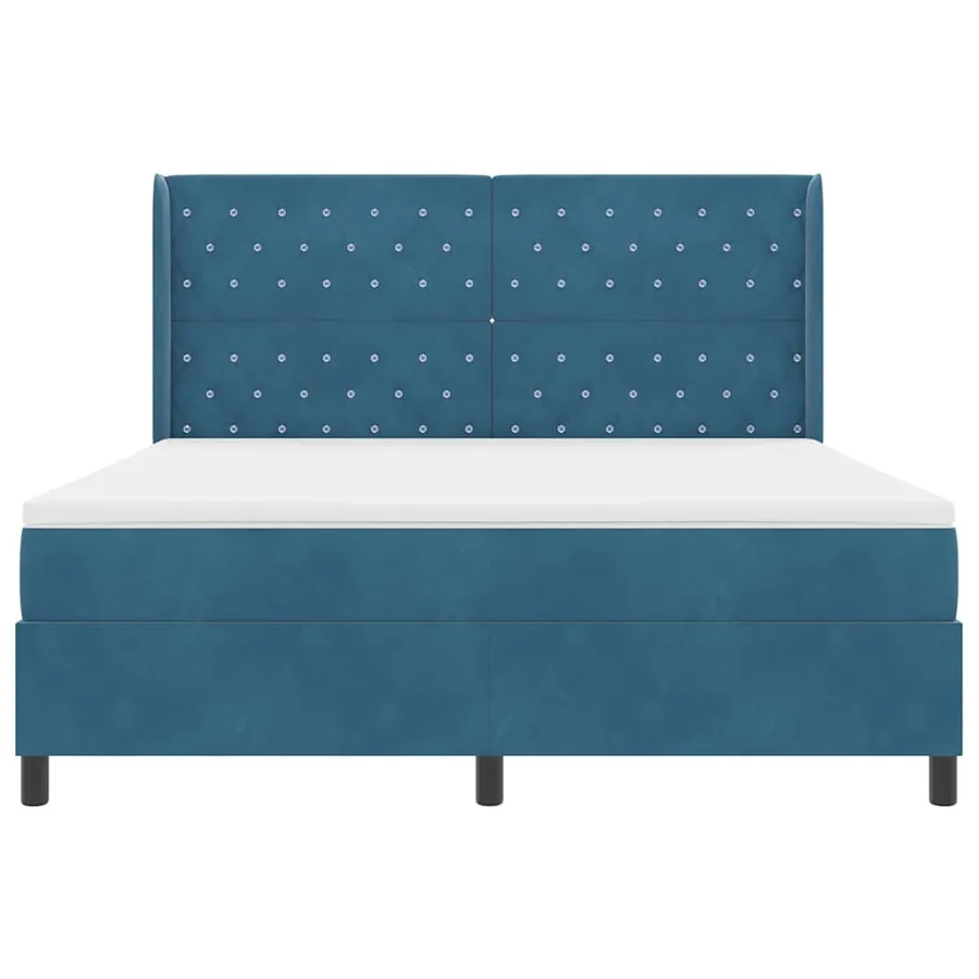 Lit à ressorts avec matelas Bleu 180 x 200 cm Velours - 6