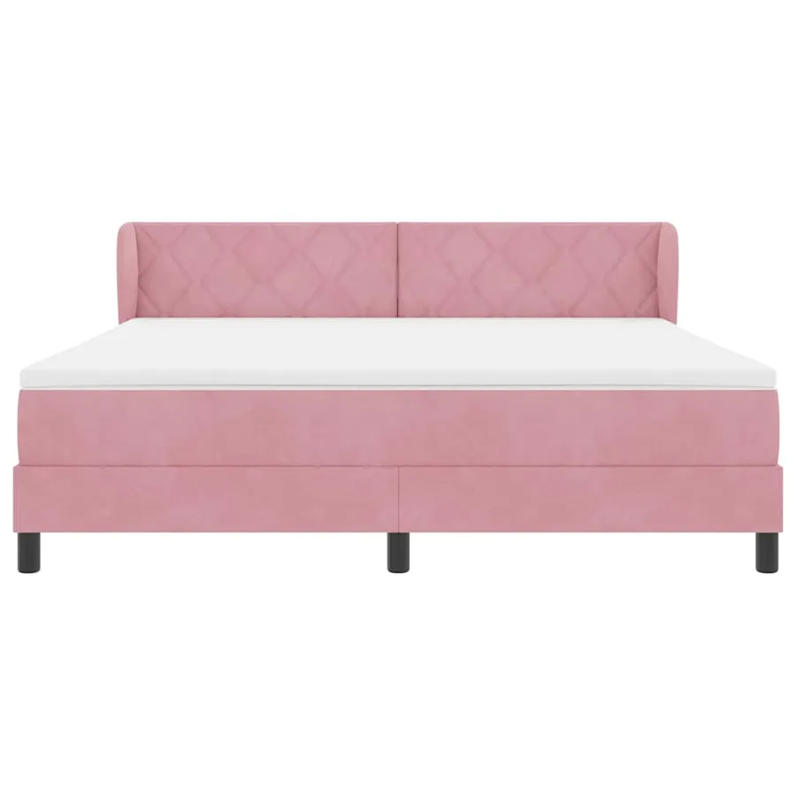 Lit à ressorts avec tête de lit Rose 180 x 200 cm Velours - 7