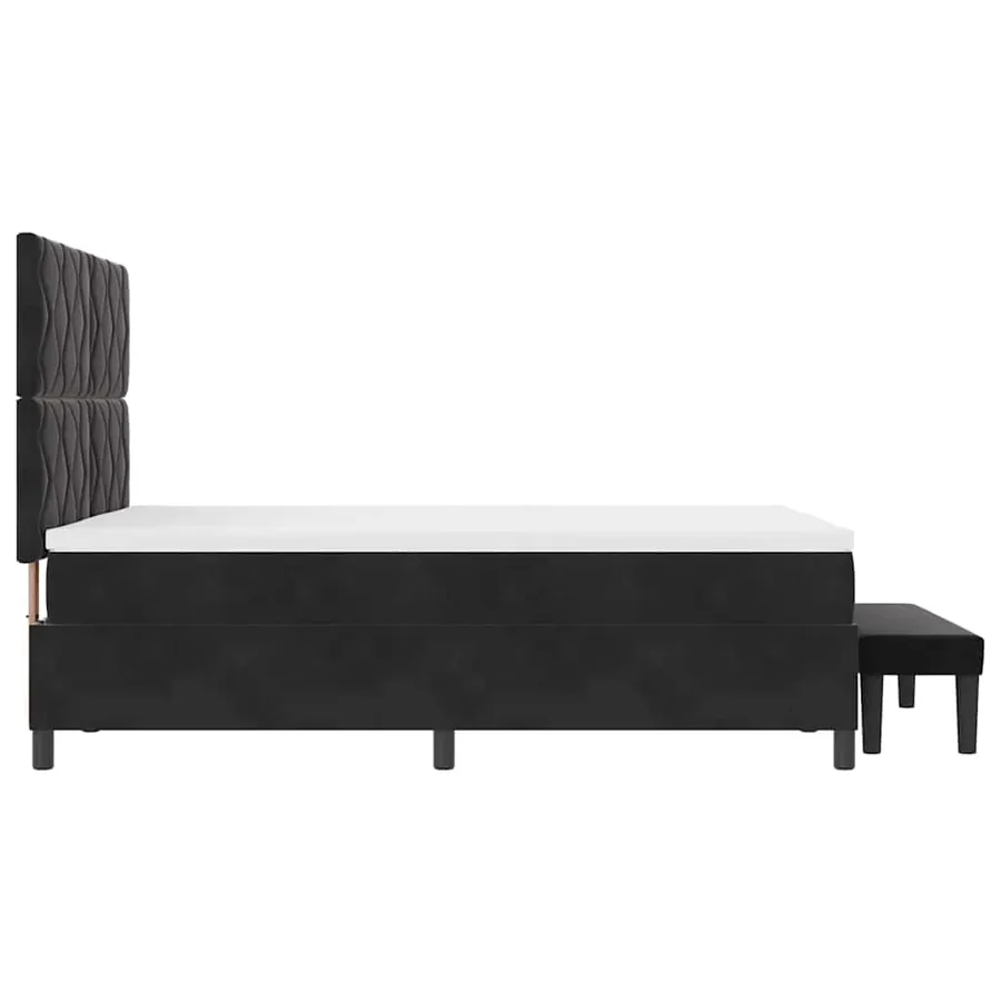 Lit à ressorts avec tête de lit Noir 190 x 140 cm Velours - 9