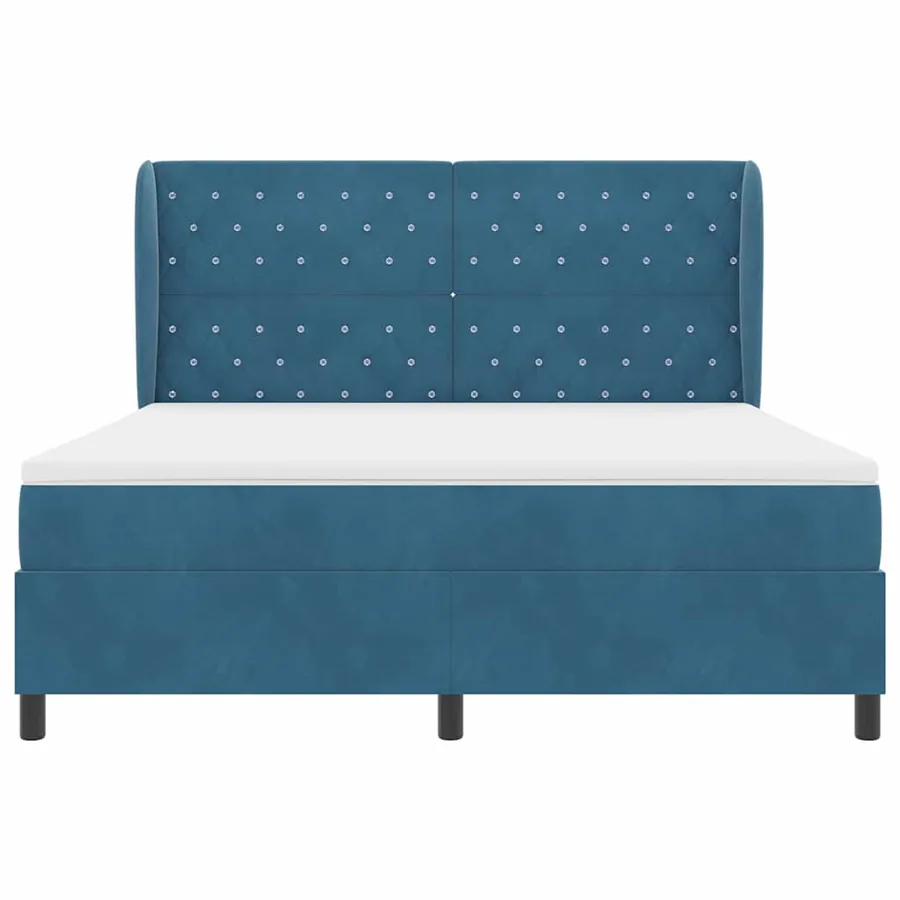 Lit à ressorts avec matelas Bleu foncé 200 x 180 cm Velours - 7
