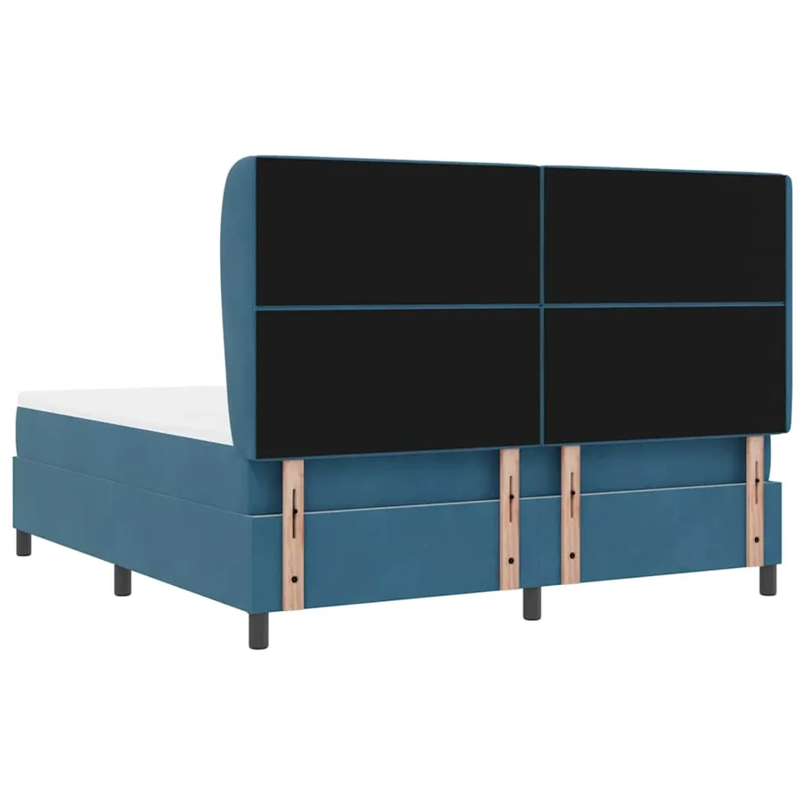 Lit à ressorts avec matelas Bleu foncé 200 x 180 cm Velours - 9