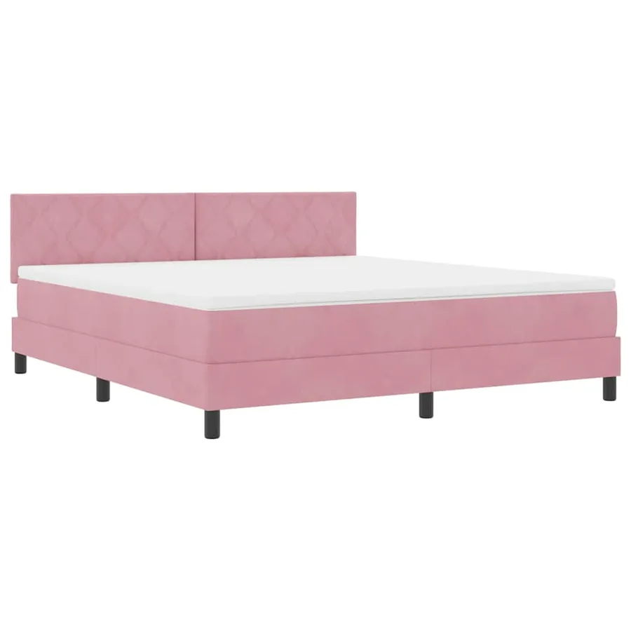 Lit à ressort LED avec bandes LED Rose 180 x 200 cm Velours - 2