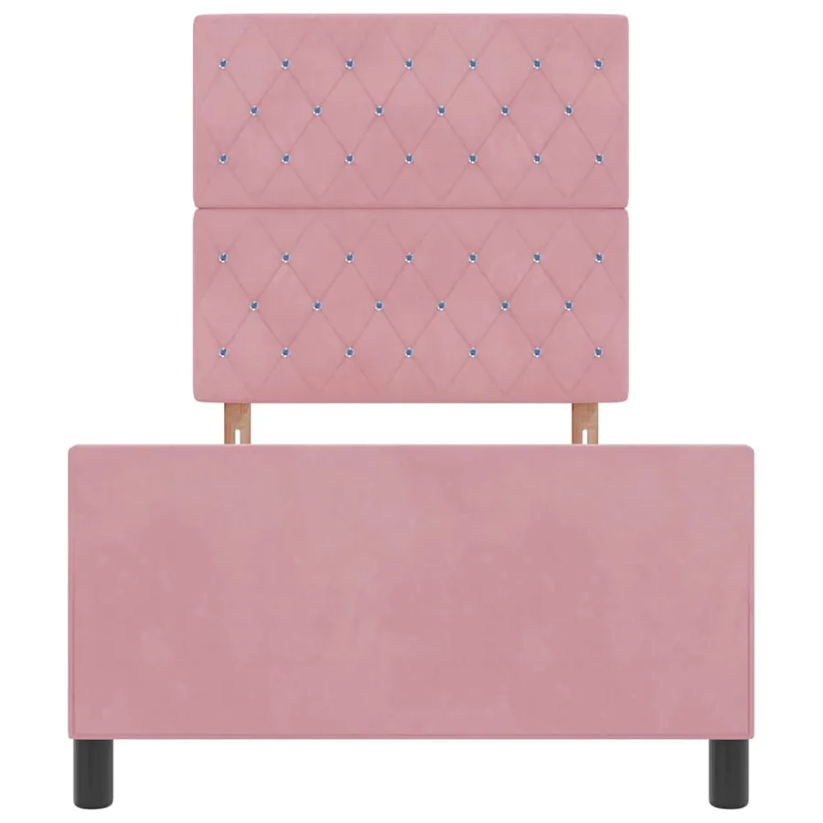 Lit à ressorts avec tête de lit Rose 90 x 190 cm Velours - 7