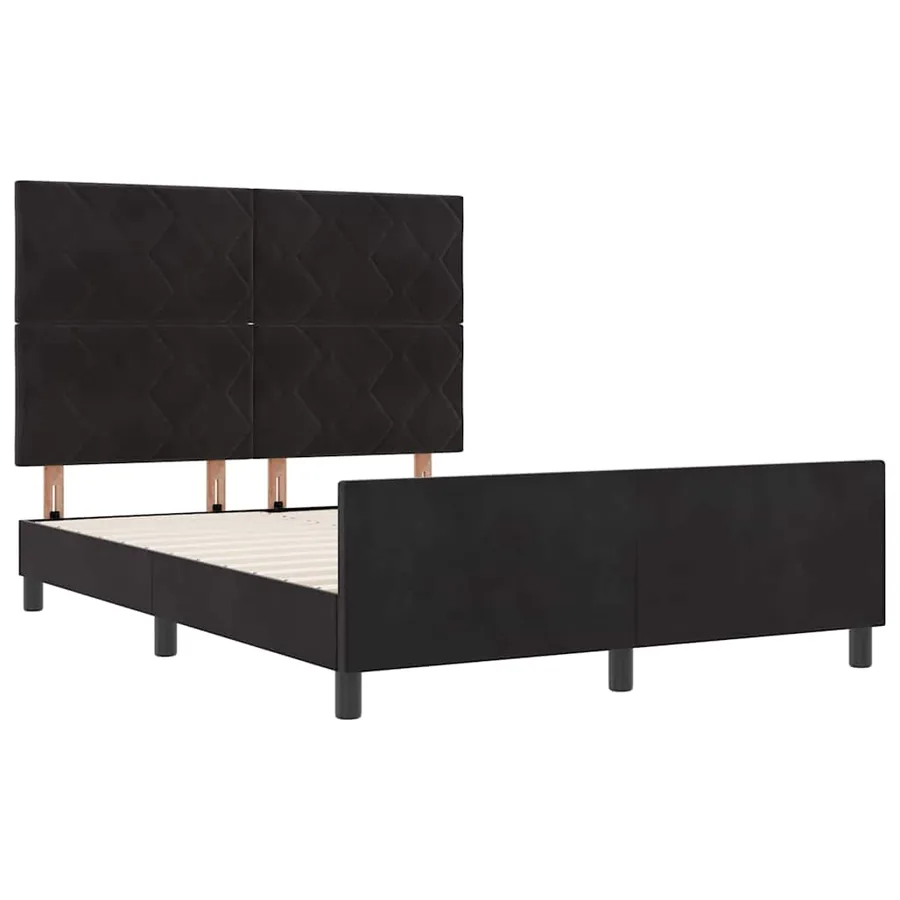 Lit à ressorts avec tête de lit Noir 140 x 190 cm Velours - 5