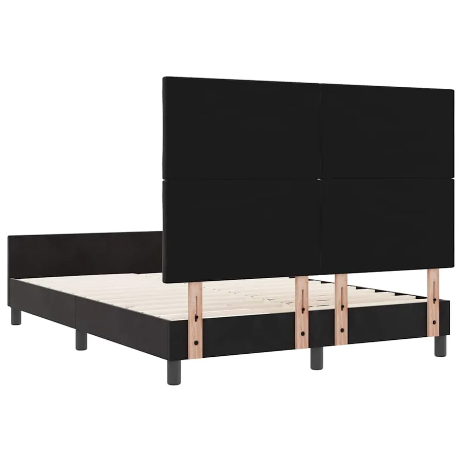Lit à ressorts avec tête de lit Noir 140 x 190 cm Velours - 9