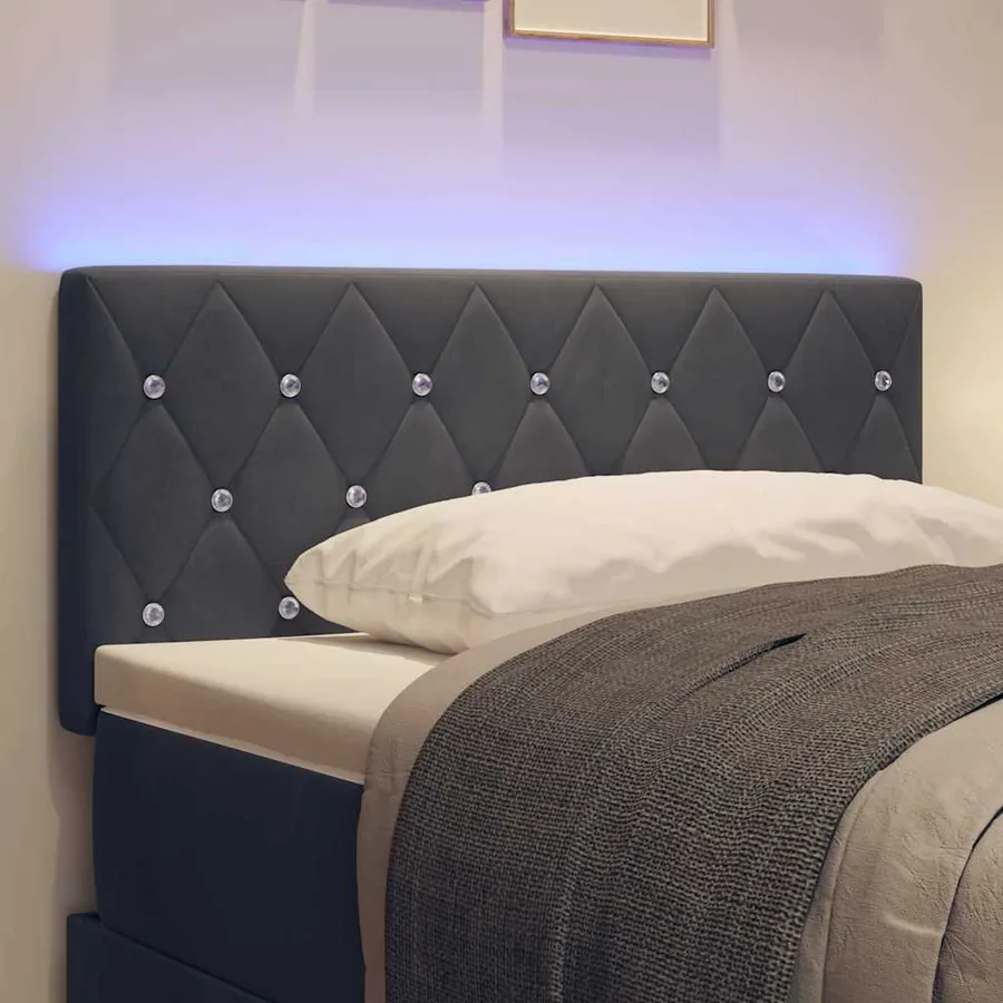 Tête de lit LED avec bandes LED Gris foncé 90 cm Velours - 4