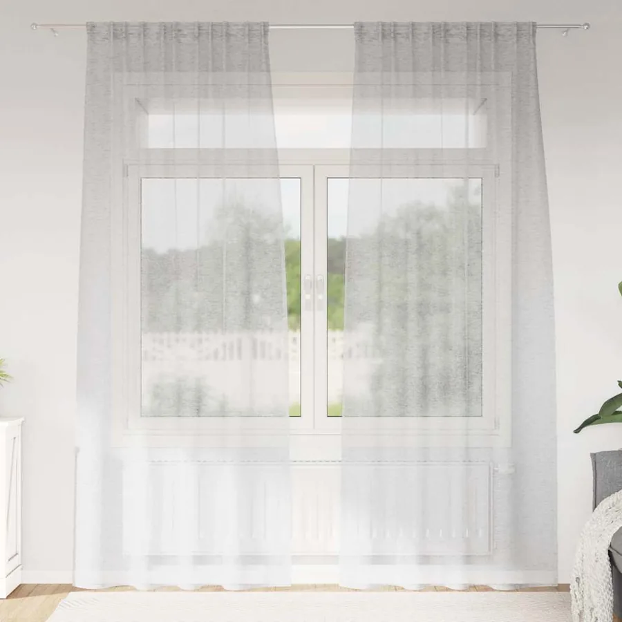 Rideau en Voile 2 pcs Gris clair 260 x 140 cm Polyester