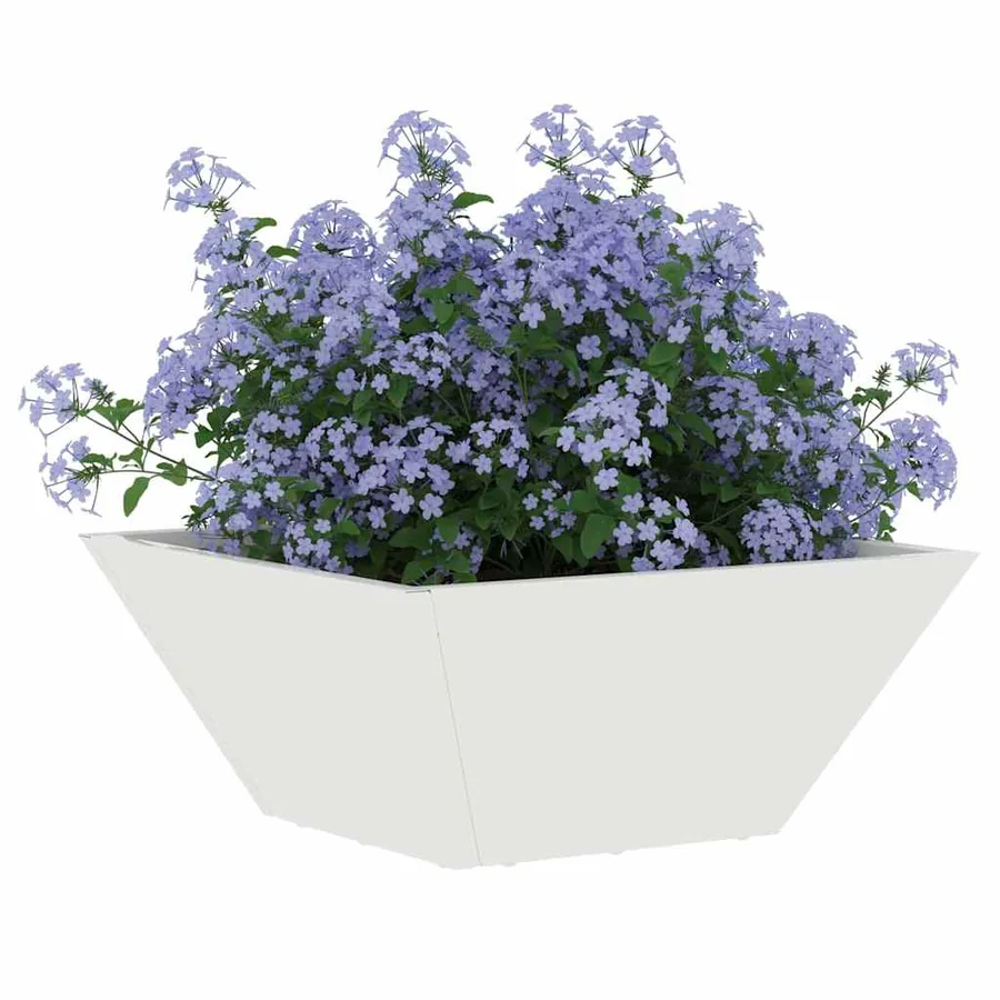 Cache-pot de jardin Blanc 35 x 35 x 15 cm Acier laminé à froid - 3