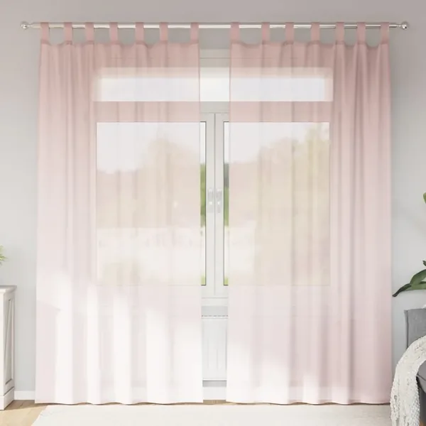 Voilages à œillets 2 pcs rose clair 140 x 225 cm