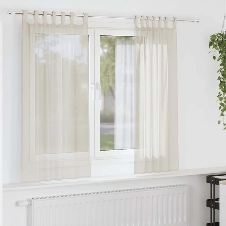Rideaux en voile avec passants 2 pcs crème