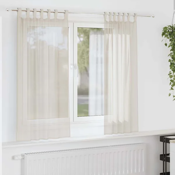 Rideaux en voile avec passants 2 pcs crème