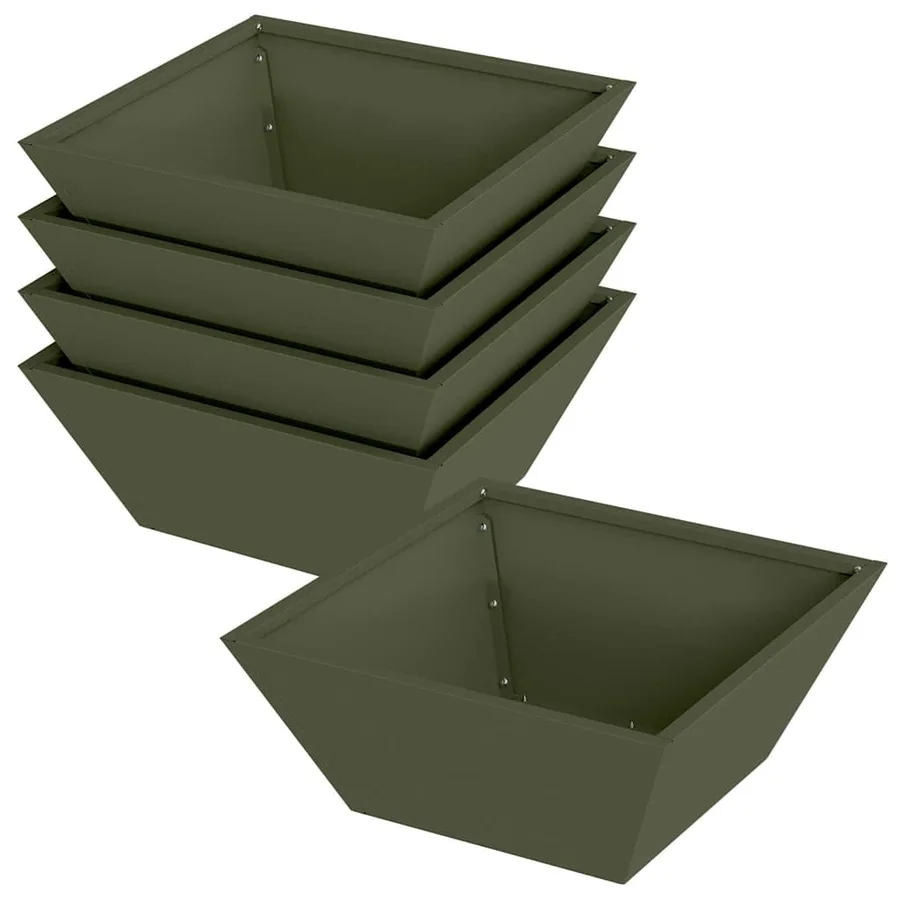Cache-pot de jardin 5 pc Vert olive 40 x 40 x 15 cm - 2