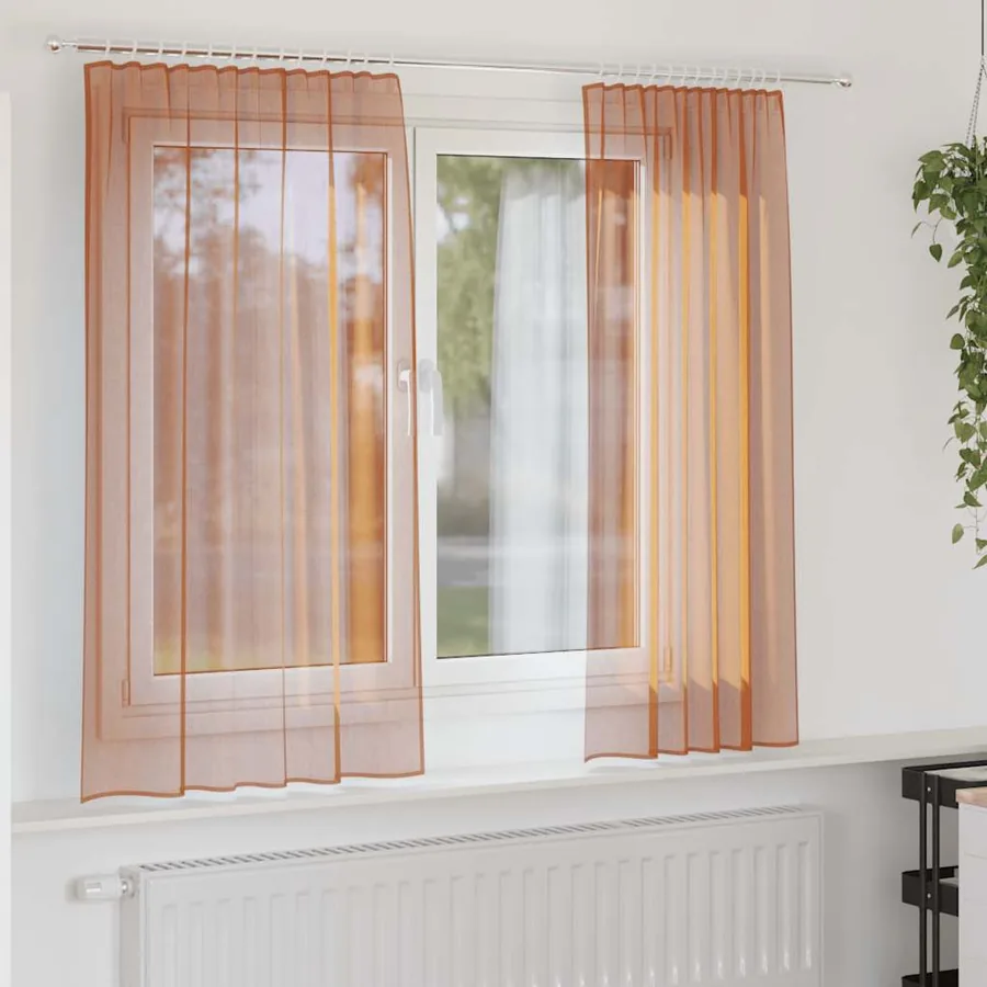 Rideaux en voile à œillets 2 pcs couleur terre cuite