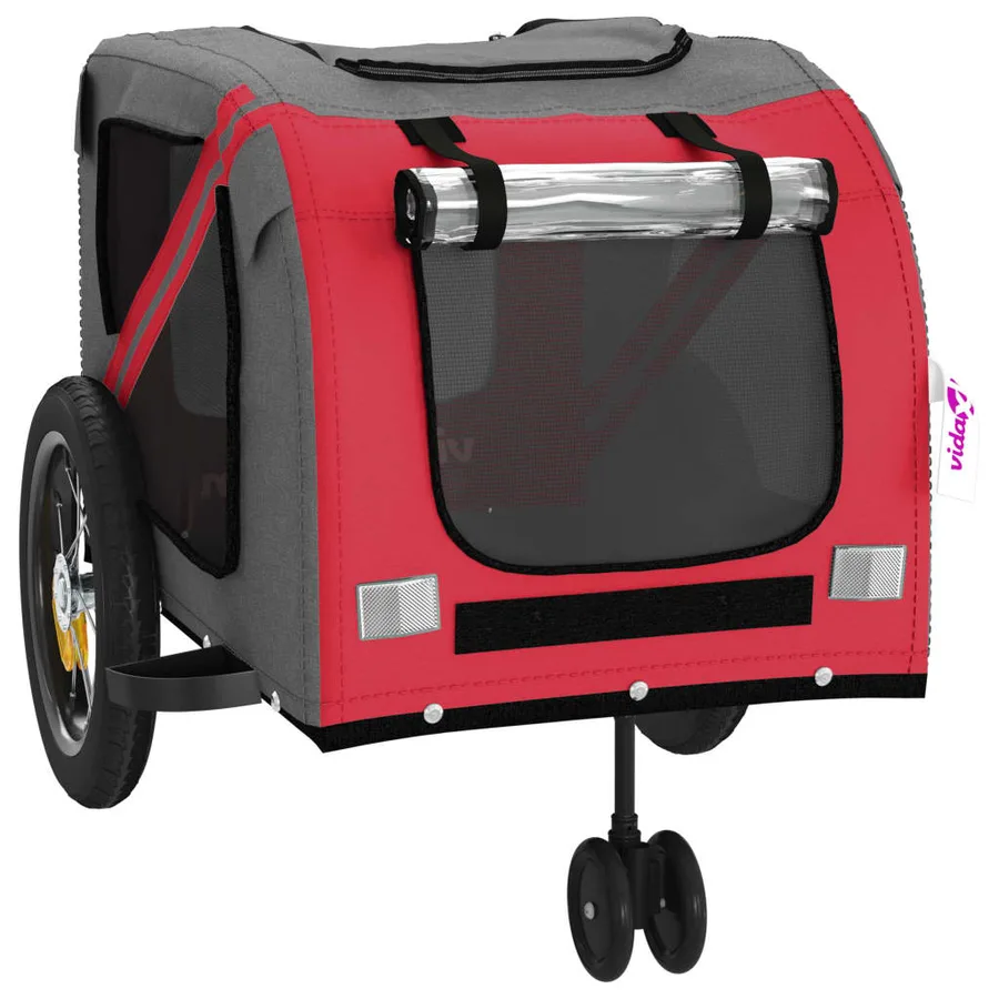 Remorque de vélo pour animaux de compagnie rouge et noir - 5