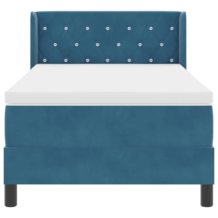 Lit à ressorts avec tête de lit Bleu foncé 200 x 90 cm Velours - 7