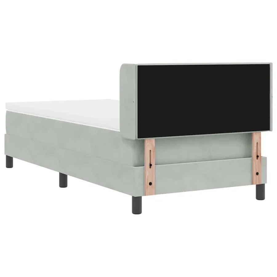 Lit à ressorts avec tête de lit Gris clair 200 x 100 cm Velours - 9