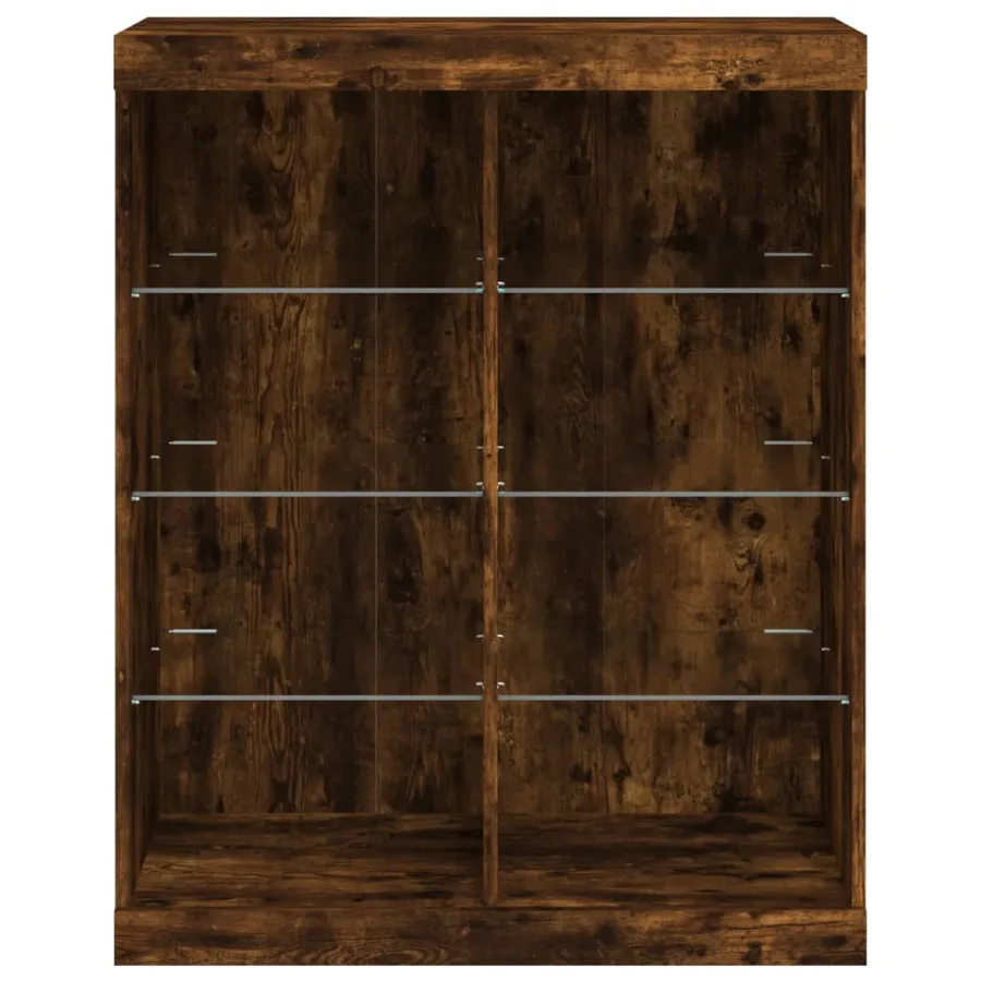 Buffet avec lumières LED chêne fumé 81x37x100 cm - 6