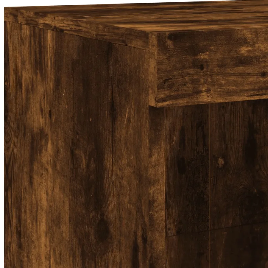 Buffet avec lumières LED chêne fumé 81x37x100 cm - 9