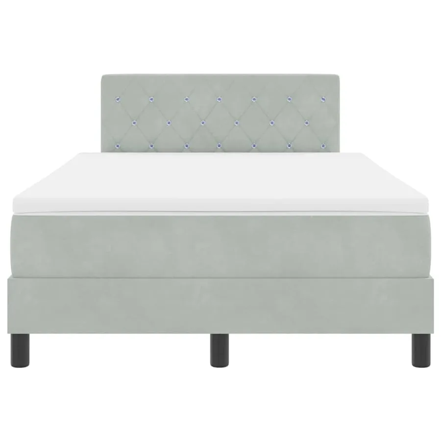 Lit à ressorts avec matelas Gris clair 120 x 200 cm Velours - 7