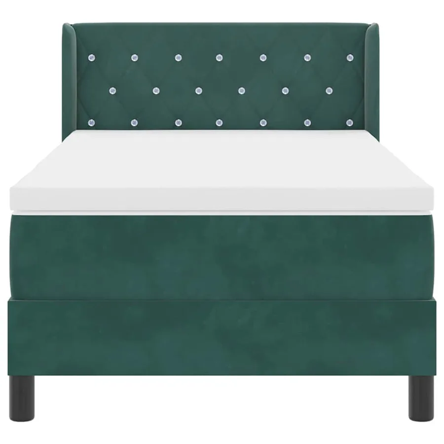 Lit à ressorts avec tête de lit Vert foncé 200 x 90 cm Velours - 7