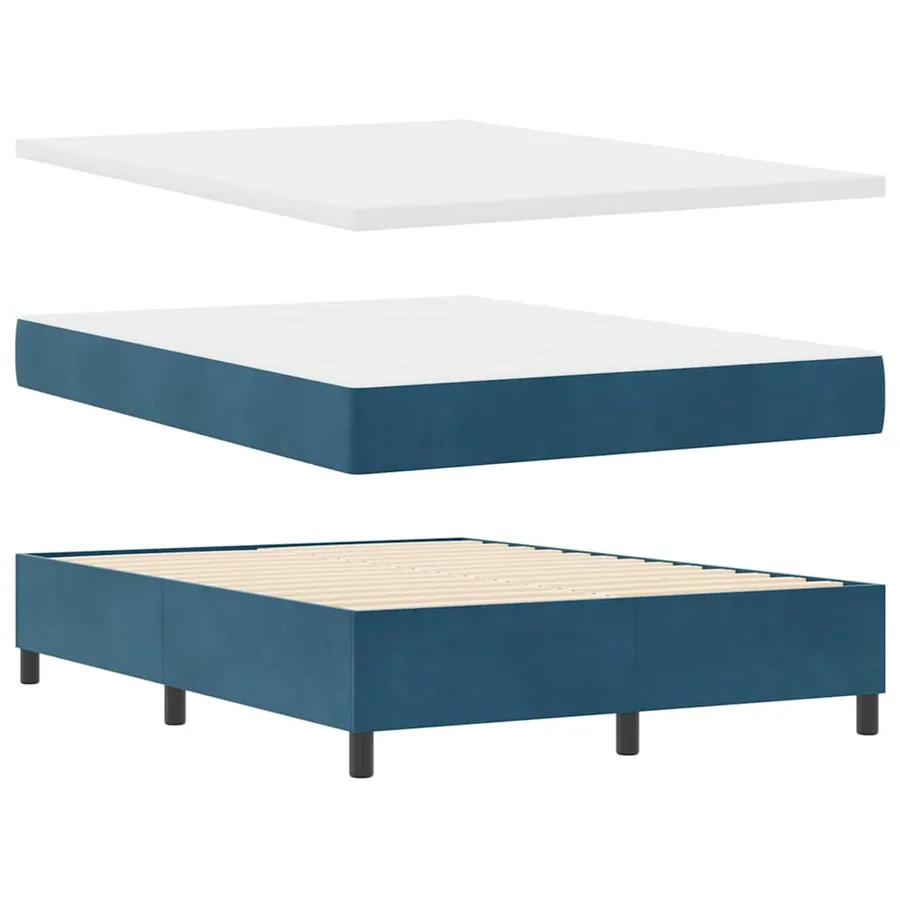 Lit à ressorts avec matelas Bleu 140 x 200 cm Velours - 5