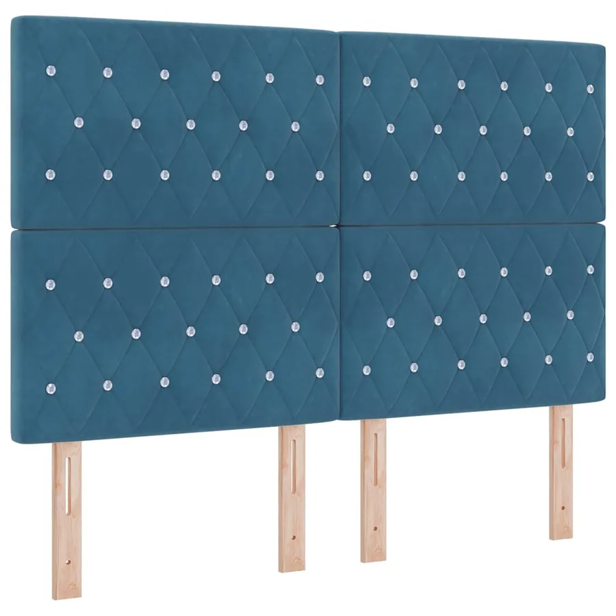 Lit à ressorts avec matelas Bleu 140 x 200 cm Velours - 6