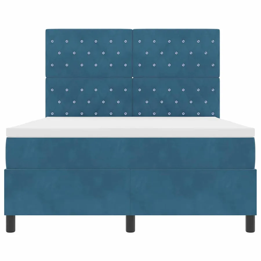 Lit à ressorts avec matelas Bleu foncé 140 x 200 cm Velours - 7