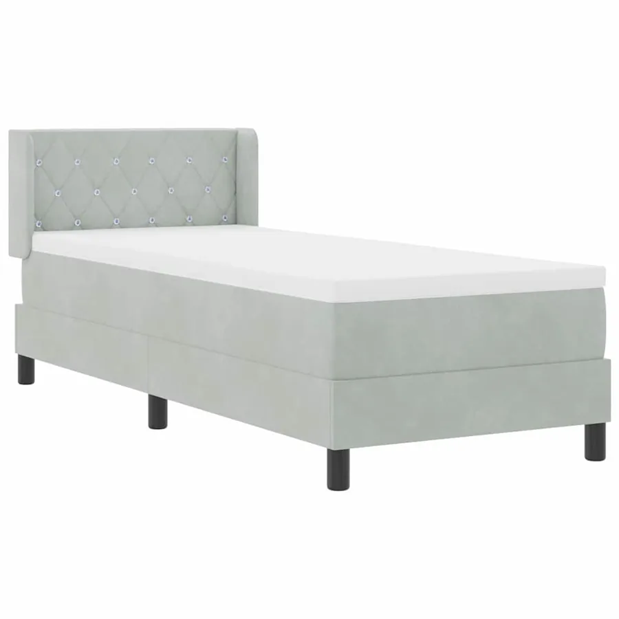 Lit à ressorts avec tête de lit Gris clair 200 x 80 cm Velours - 5