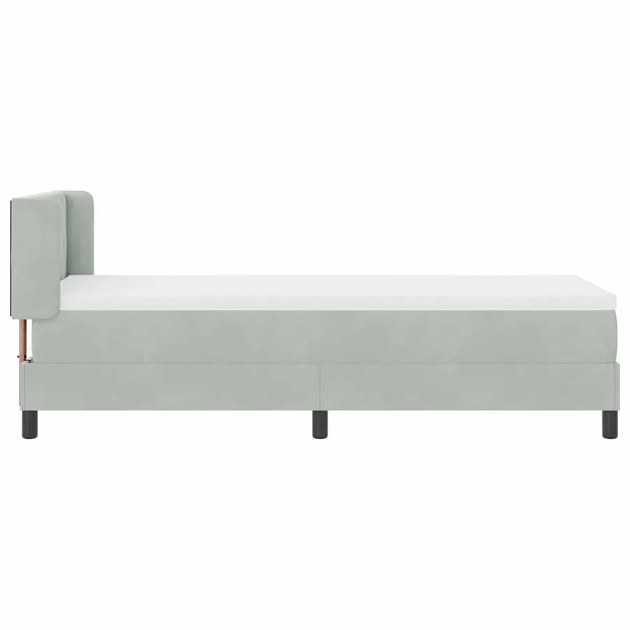 Lit à ressorts avec tête de lit Gris clair 200 x 80 cm Velours - 7