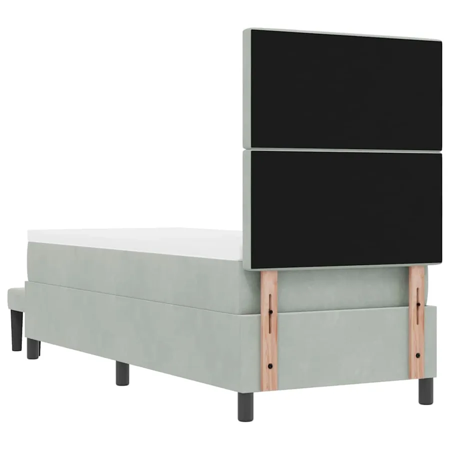 Lit à ressorts avec coussin Gris clair 200 x 80 cm Velours - 8