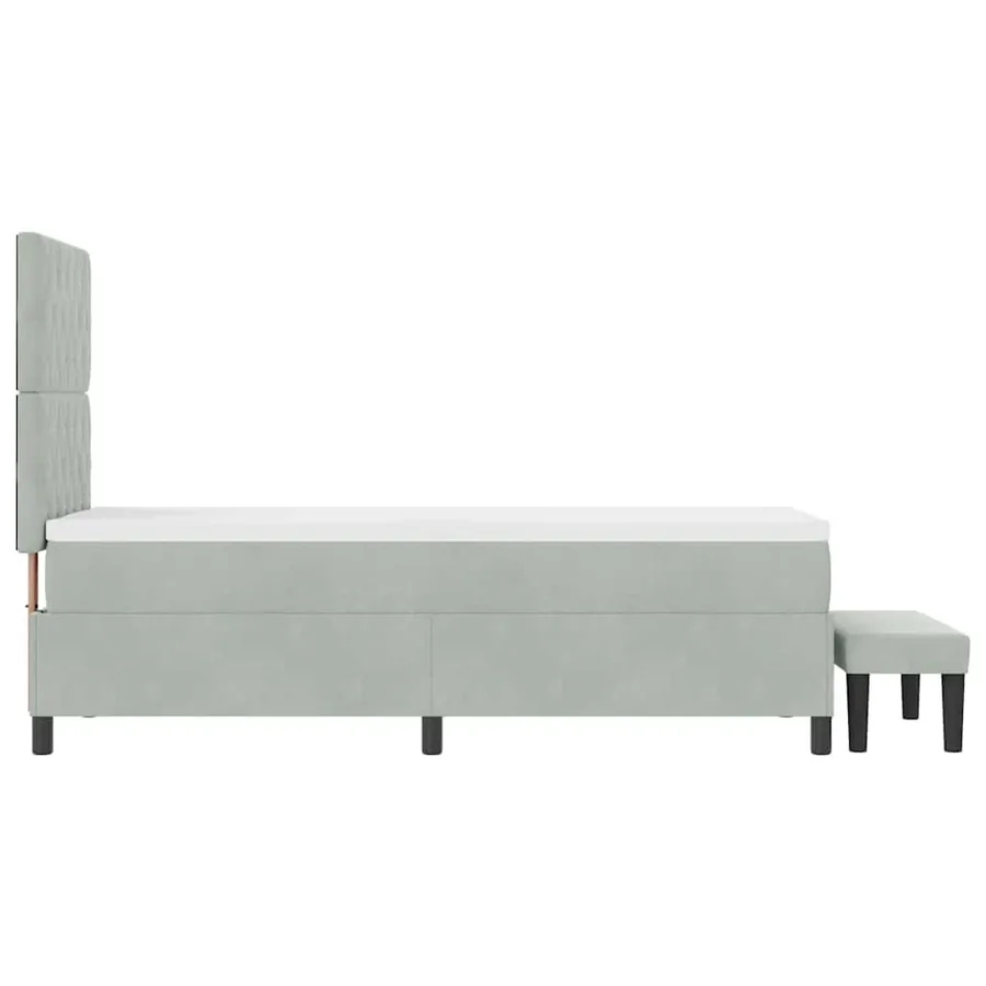 Lit à ressorts avec coussin Gris clair 200 x 80 cm Velours - 9